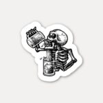 Skeleton Drinking Beer Sticker